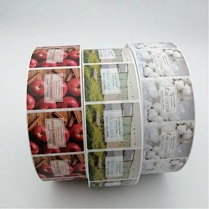 Custom Printed  Adhesive Paper Sticker Logo Waterproof PVC Sticker Labels for Scent Candles Natural Soy Wax Packaging Tags