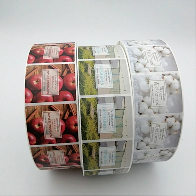 Custom Printed  Adhesive Paper Sticker Logo Waterproof PVC Sticker Labels for Scent Candles Natural Soy Wax Packaging Tags
